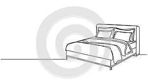 animated single line drawing of double bed