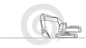 animated single line drawing of excavator