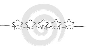animated single line drawing of five stars in a row
