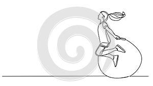 animated single line drawing of girl skipping rope