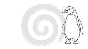 animated single line drawing of penguin
