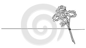 animated single line drawing of small bouquet of roses