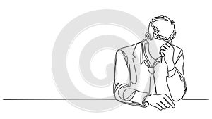 animated single line drawing of stressed and overworked businessman