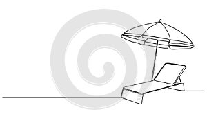 animated single line drawing of sunbed and parasol