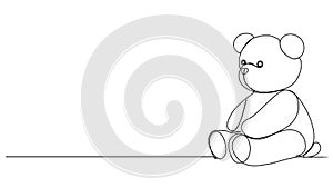 animated single line drawing of teddy bear
