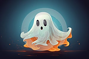 Animated Smiling 3d cartoon ghost. Generate Ai