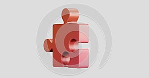 An animated spinning 3D cartoon icon of a puzzle piece or missing piece of a puzzle
