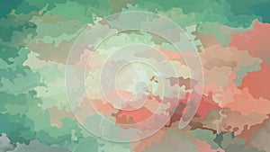 Animated stained background seamless loop video - watercolor splotch effect - blue green salmon orange pink taupe color