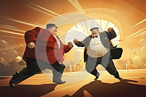 Animated Sumo Wrestlers Facing Off in an Exciting Match