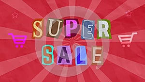 Animated Super Sale Ransom Note paper cut