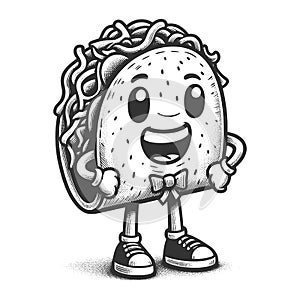 Animated Taco Character with Mustache Shoes vector