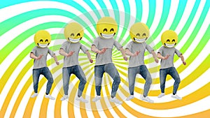 Animated Team Human Funny and Lucky Dynamic Dancing in Comical Rhythm Beat Loop