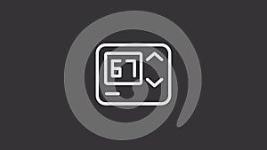 Animated thermostat white line icon