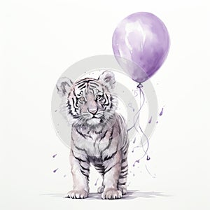 Animated Tiger Holding Purple Balloon: Traditional Animation With A Modern Twist
