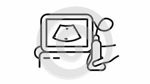Animated ultrasound device line icon