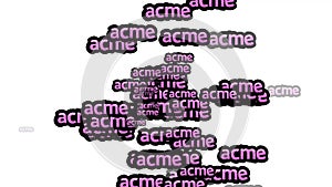 animated video scattered with the words ACME on a white background