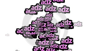 animated video scattered with the words ADZ on a white background