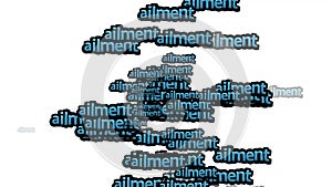 animated video scattered with the words AILMENT on a white background