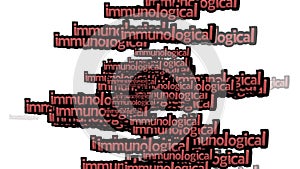 animated video scattered with the words immunological on a white background