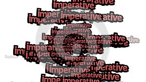 animated video scattered with the words IMPERATIVE on a white background