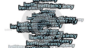 animated video scattered with the words INEFFICIENCY on a white background