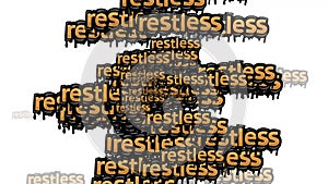 animated video scattered with the words RESTLESS on a white background