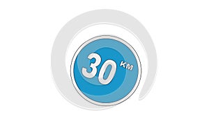 Animated video of traffic sign icon with maximum speed of 30 kilometers per hour