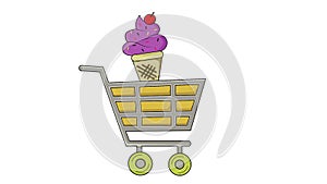 animated video of a trolley carrying ice cream