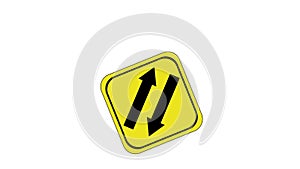 animated video of two-way road traffic sign icons