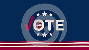 Animated Vote Text Banner with United States Flag