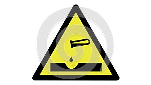 Animated warning corrosive sign