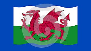 Animated waving Wales flag