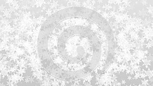 Animated white detailed snowflakes background for text or titles. Christmas greeting card