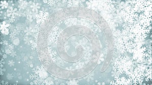 Animated winter background with falling snowflake shapes