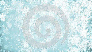 Animated winter background with falling snowflake shapes