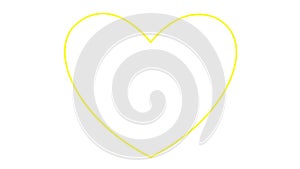 Animated yellow linear pounding heart. Looped video of beating heart. Concept of love, health, passion, medicine.