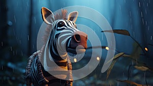 Whimsical Stop-motion Animation: Zebra In The Rain photo