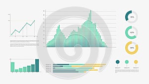 Animater futuristic graphs and charts, user screen dashboard or interface with graphs, lines, surfaces, motional and