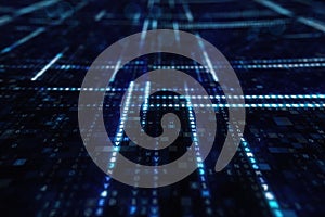 Animation of Abstract Blue Technology Background. Hexadecimal Computer Code. Programming Coding Hacker concept 3d illustration