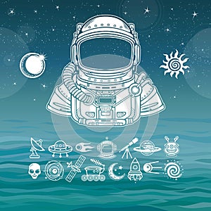 Animation Astronaut in a space suit. Set of icons.