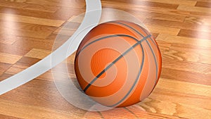 Animation Of A Basketball Rolling Across A Wood Court