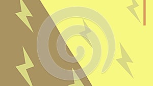 Animation of beige thunderbolt shapes, flicking on brown and yellow background