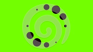 Animation with black loading circles on colored background. Animation. Black dots pulsate in circular motion on colored