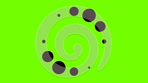 Animation with black loading circles on colored background. Animation. Black dots pulsate in circular motion on colored photo
