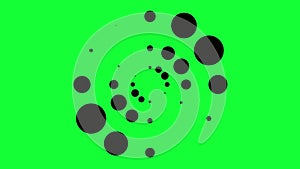 Animation with black pulsating dots in circle. Animation. Black dots in three rows pulsate in circle in style of loading