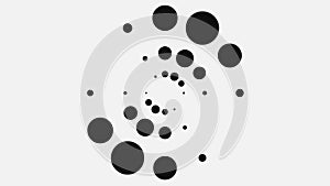 Animation with black pulsating dots in circle. Animation. Black dots in three rows pulsate in circle in style of loading