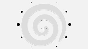 Animation with black pulsating dots in circle. Animation. Black dots in three rows pulsate in circle in style of loading