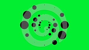 Animation with black pulsating dots in circle. Animation. Black dots in three rows pulsate in circle in style of loading