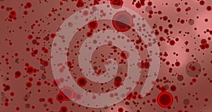 Animation of blood cells and light spots on pink background