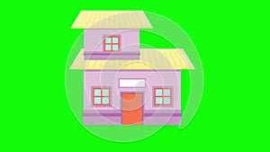 Animation of building house on green screen background.